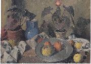 Felix Esterl Still life with fruits, foliage plants and jug USA oil painting artist